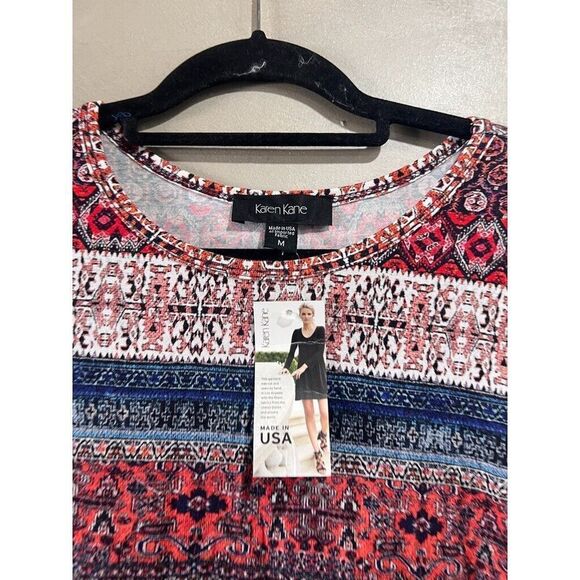 Karen Kane Floral Printed Striped Top Long-Sleeve Medium NWT - Picture 2 of 3